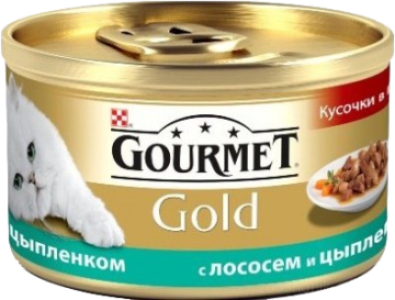 Gourmet Gold Кусочки в подливке с лососем и цыпленком