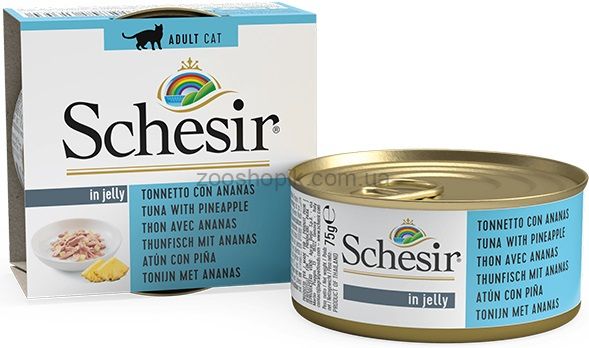 Schesir Tuna Pineapple (Тунец с ананасом) Натуральные консервы для кошек, банка 75 г