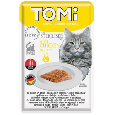 TOMi Sterilised Chicken in Jelly Консерва з куркою для стерилізованих котів 85 гр