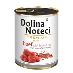 Консерва Dolina Noteci Premium Pure для собак алергіків з яловичиною та корич, рисом, 800 гр (12 шт/уп)