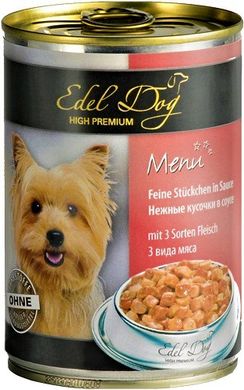 Edel Dog Консервы с 3 видами мяса в соусе 400 грамм