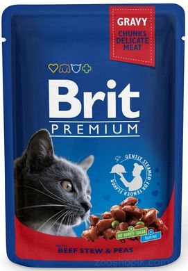 Brit Premium Cat тушеная говядина и горох 100 грамм