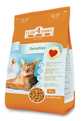 Клуб 4 Лапы Sensetive, для кошек с чувствительным пищеварением 3 кг.