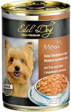 Edel Dog Консервы с индейкой и печенью в соусе 400 грамм
