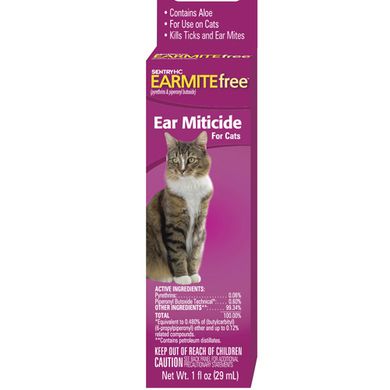 SENTRY EARMITE капли от ушного клеща для котов, 29 мл.